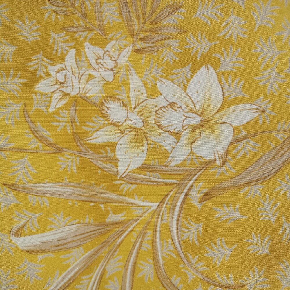 Two Twenty Vintage Maxi Dress Shift Medium Yellow Gold White Floral - Picture 5 of 5